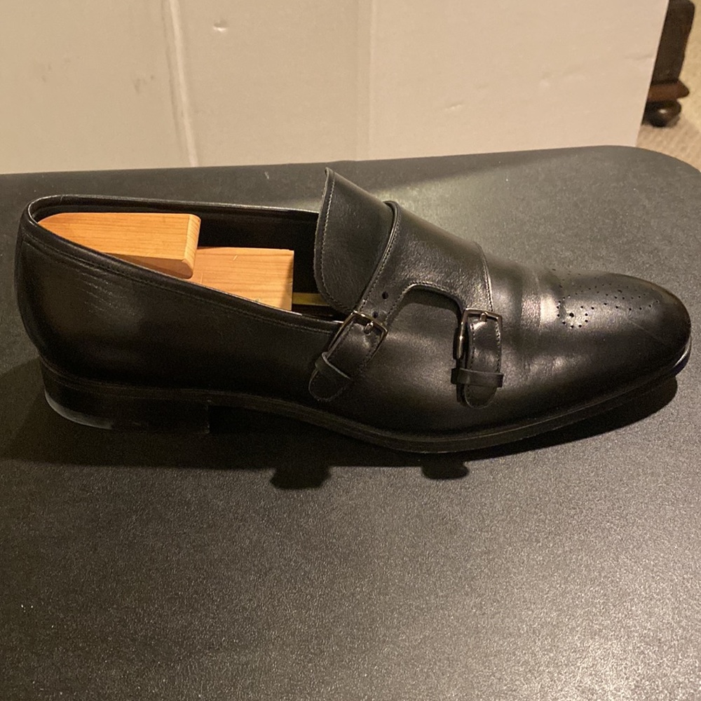 Salvatore Ferragamo Mens Black Leather Monk Strap Shoes Size 11 D - Picture 4 of 9